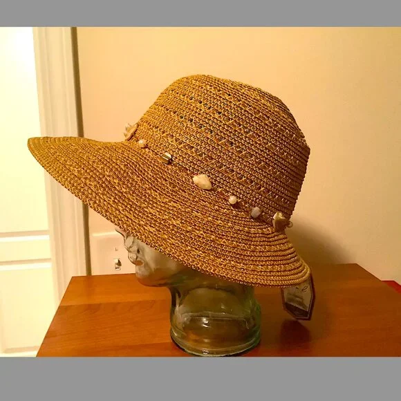 Sun 'N' Sand Medium Brim Beige Summer Hat with embellished crown. New with Tags! - Picture 4 of 11